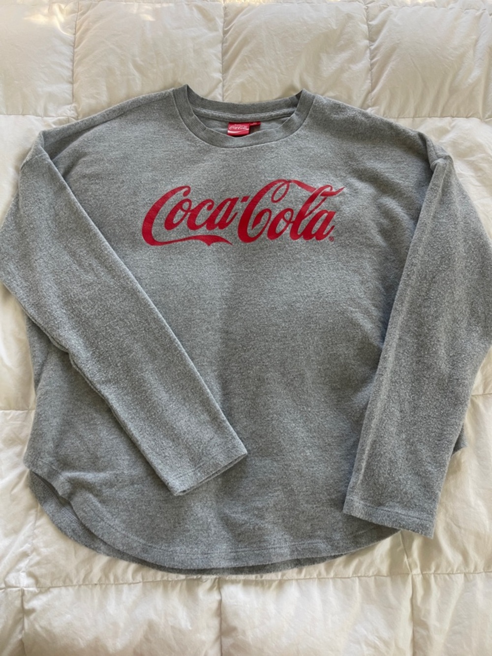 Coca Cola Gray Crewneck Sweater with Red Logo Script